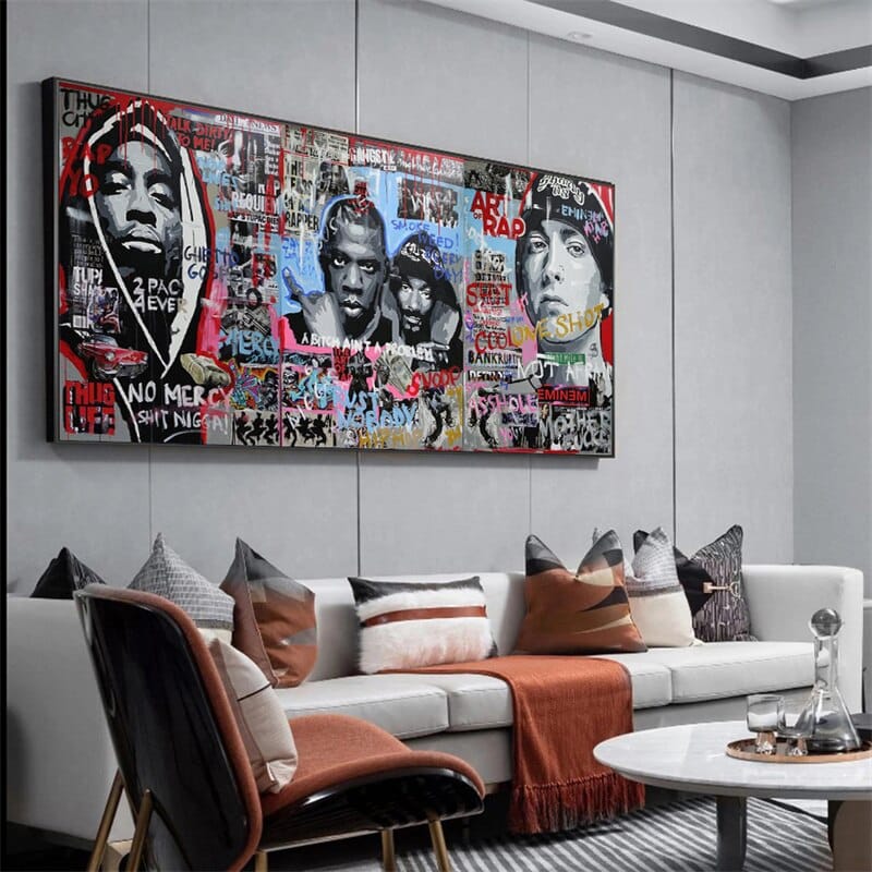 Retro 2PAC Art Rap Hip Hop Singer Canvas Wall Art-ChandeliersDecor