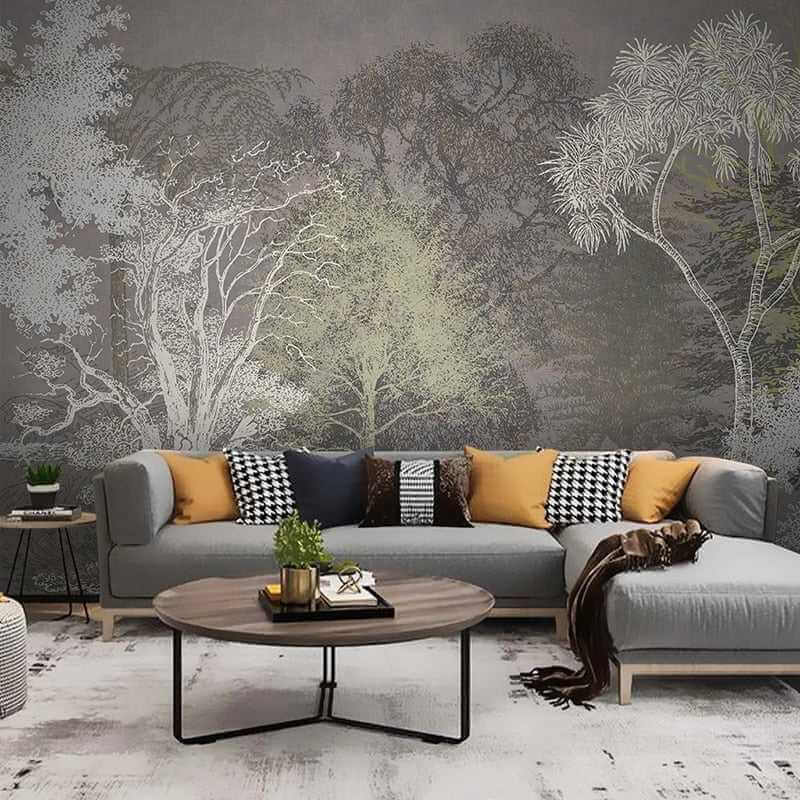 Retro Forest 3D Tree Wallpaper for Home Wall Decor-ChandeliersDecor.com