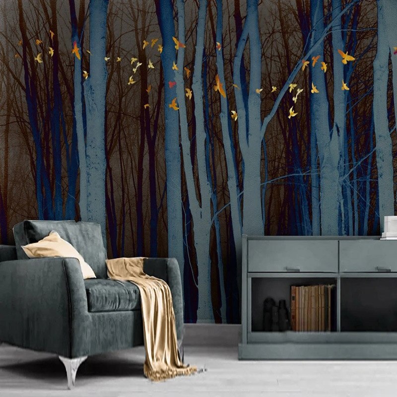 Retro Forest Wallpaper Mural - Transform Your Space-ChandeliersDecor