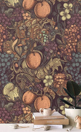 Retro Fruits Garden Wallpaper Mural-ChandeliersDecor.com