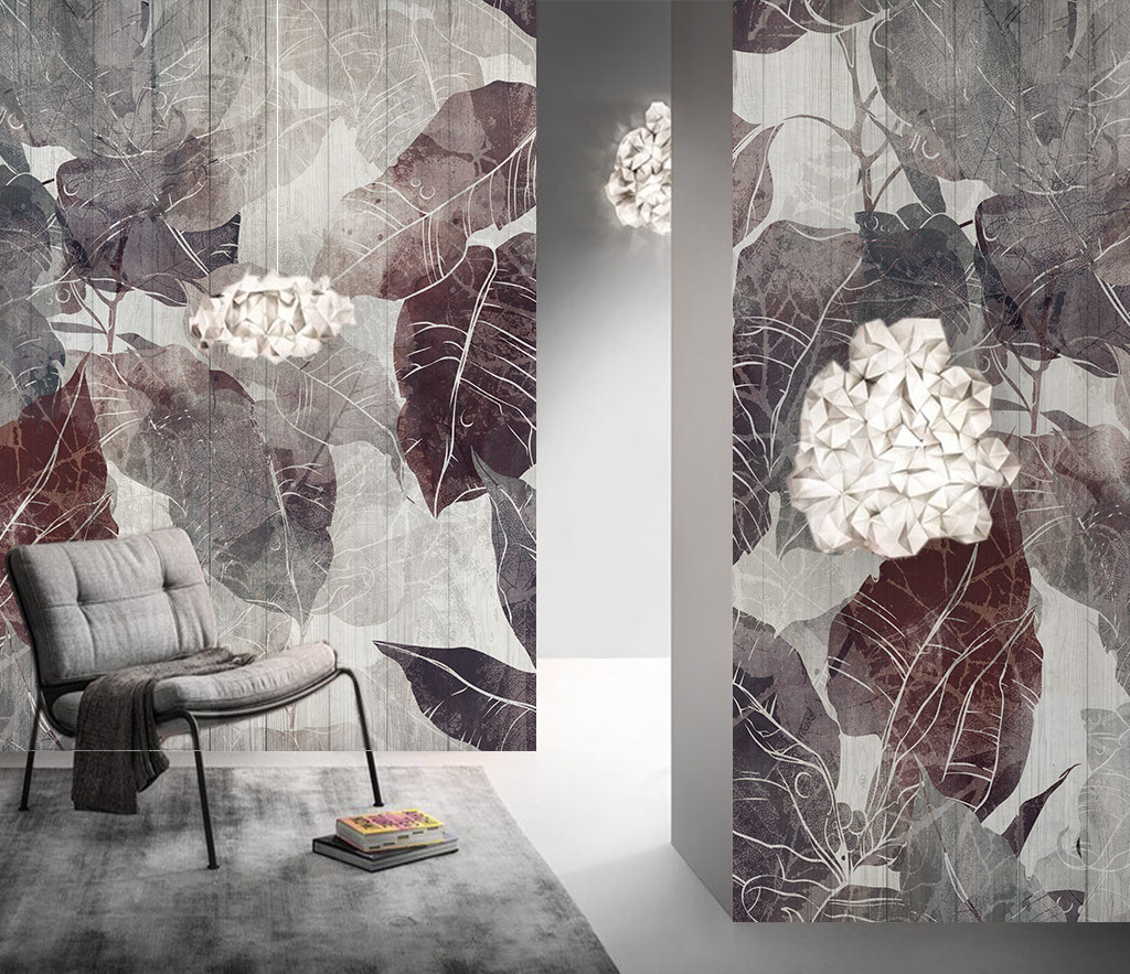 Retro Leaves Theme: Romantic Wallpaper Murals-ChandeliersDecor