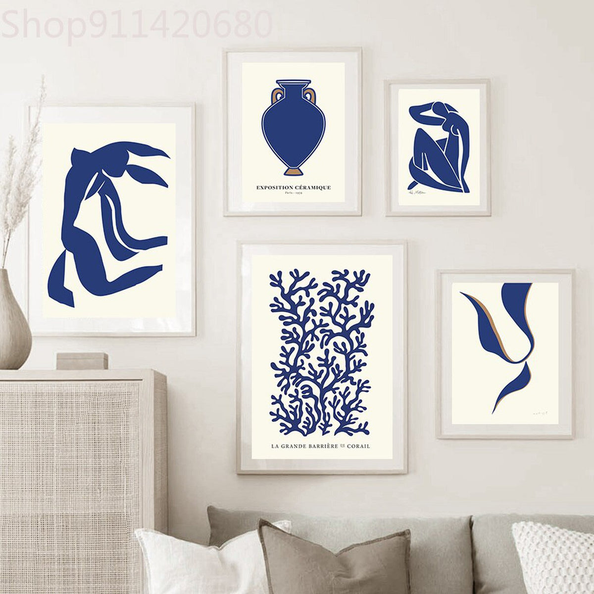 Retro Matisse Girl Coral William Collection Canvas Wall Art-ChandeliersDecor