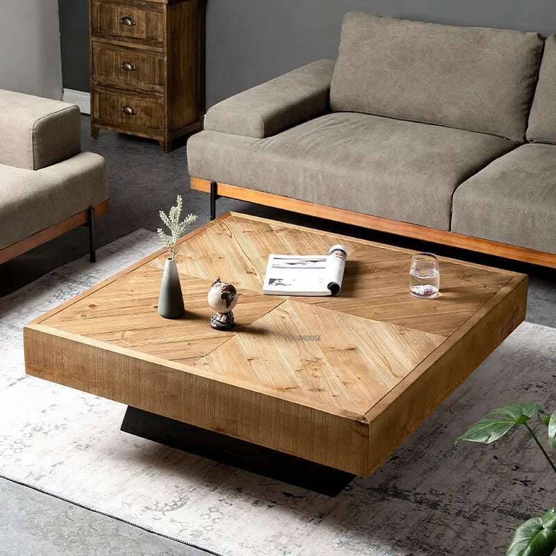 Retro Nordic Solid Wood Coffee Table-ChandeliersDecor