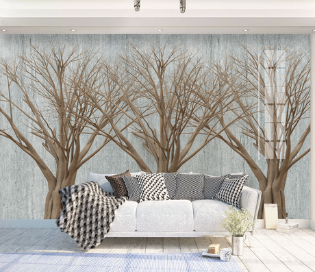 Retro Nostalgia Abstract Design - Trees Wallpaper Murals-ChandeliersDecor