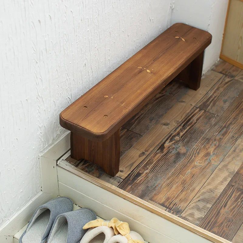 Retro Solid Oak Wood Shoe Long Bench-ChandeliersDecor