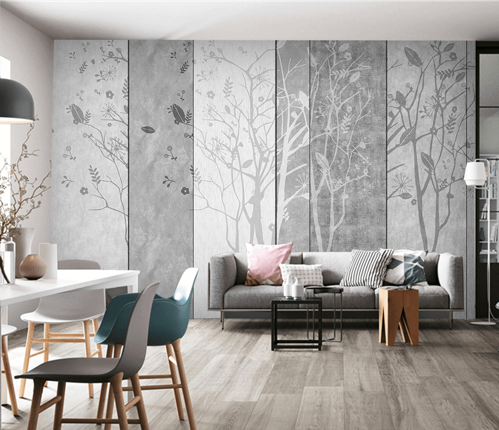 Retro Woods Theme Design: Tree Planks Wallpaper Murals-ChandeliersDecor.com