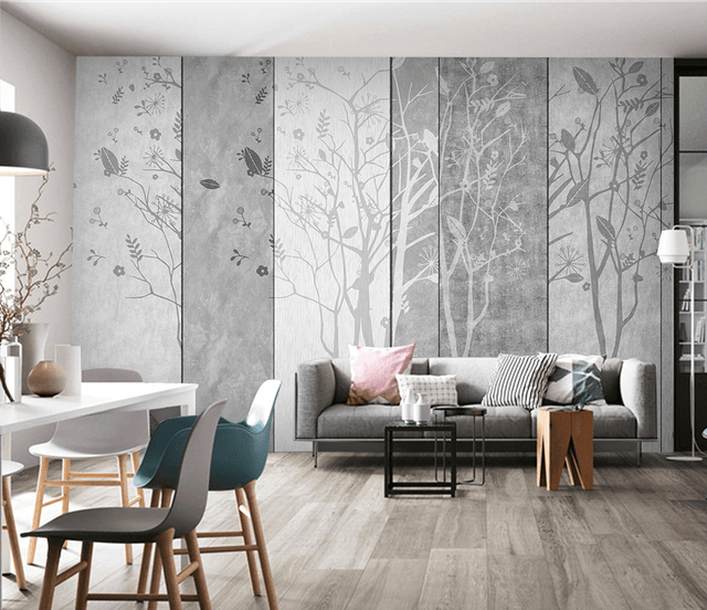 Retro Woods Theme Design: Tree Planks Wallpaper Murals-ChandeliersDecor.com