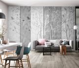 Retro Woods Theme Design: Tree Planks Wallpaper Murals-ChandeliersDecor