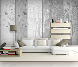 Retro Woods Theme Design: Tree Planks Wallpaper Murals-ChandeliersDecor