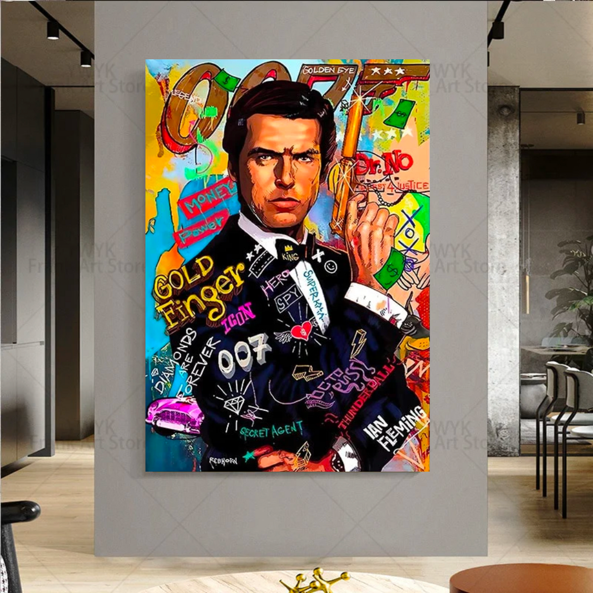 Rich Money James Bond 007 Canvas Wall Art