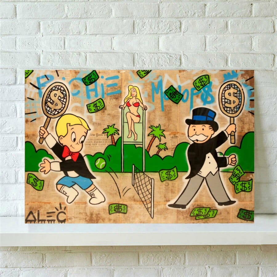 Richie Rich Tennis Alec Monopoly Canvas Print-ChandeliersDecor