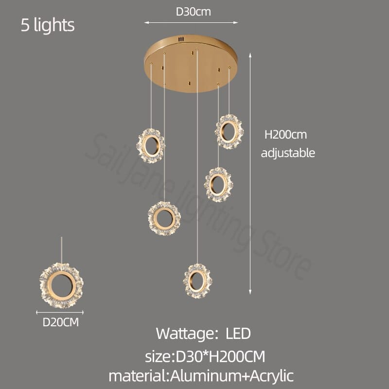 Rings LED Light Staircase Chandelier – Style Your Staircase-ChandeliersDecor