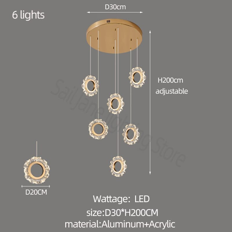 Rings LED Light Staircase Chandelier – Style Your Staircase-ChandeliersDecor