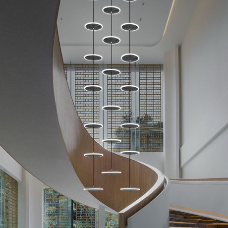 Rings LED Plate Staircase Chandelier