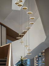 Rings LED Plate Staircase Chandelier-ChandeliersDecor