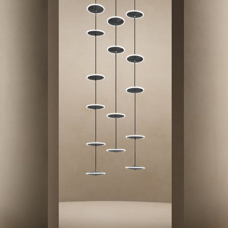 Rings LED Plate Staircase Chandelier-ChandeliersDecor