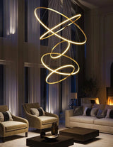 Rings Staircase Chandelier: Unparalleled Elegance-ChandeliersDecor