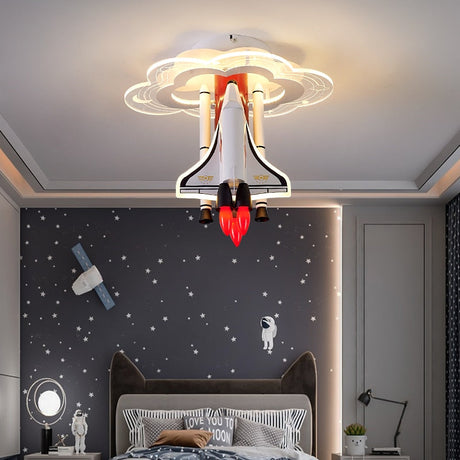 Rocket Astronaut LED Kids Room Ceiling Light-ChandeliersDecor