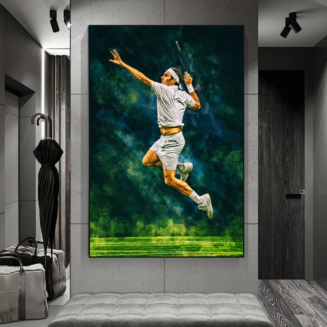 Roger Federer Leinwand-Wandkunst – Dekoration für Tennisfans