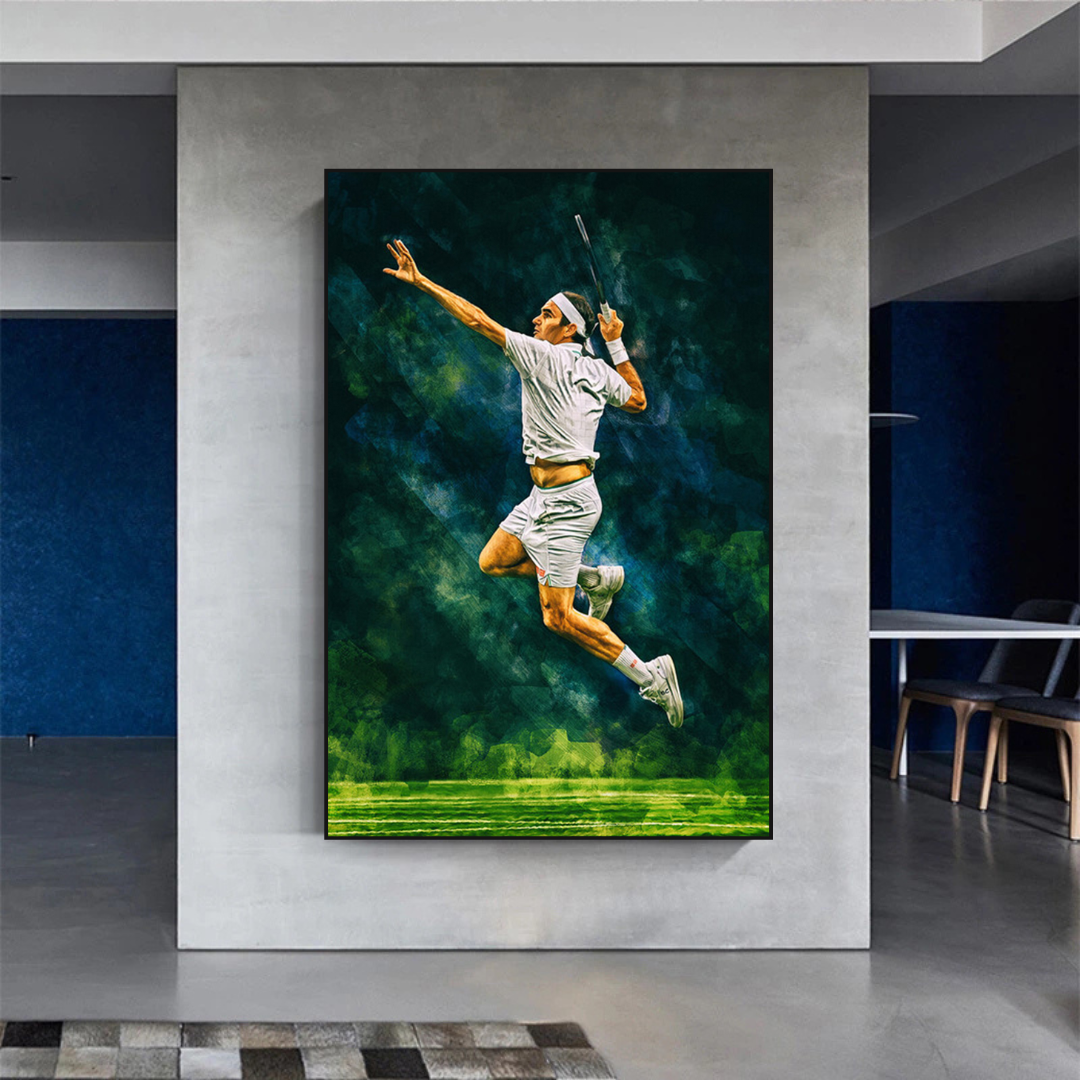 Roger Federer Leinwand-Wandkunst – Dekoration für Tennisfans