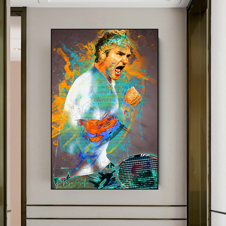 Roger Federer Tennis Legend Sports Canvas Wall Art-ChandeliersDecor