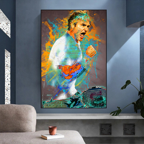 Roger Federer Tennis Legend Sports Canvas Wall Art-ChandeliersDecor