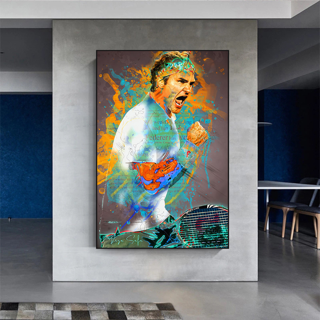 Roger Federer Tennis Legend Sports Canvas Wall Art-ChandeliersDecor