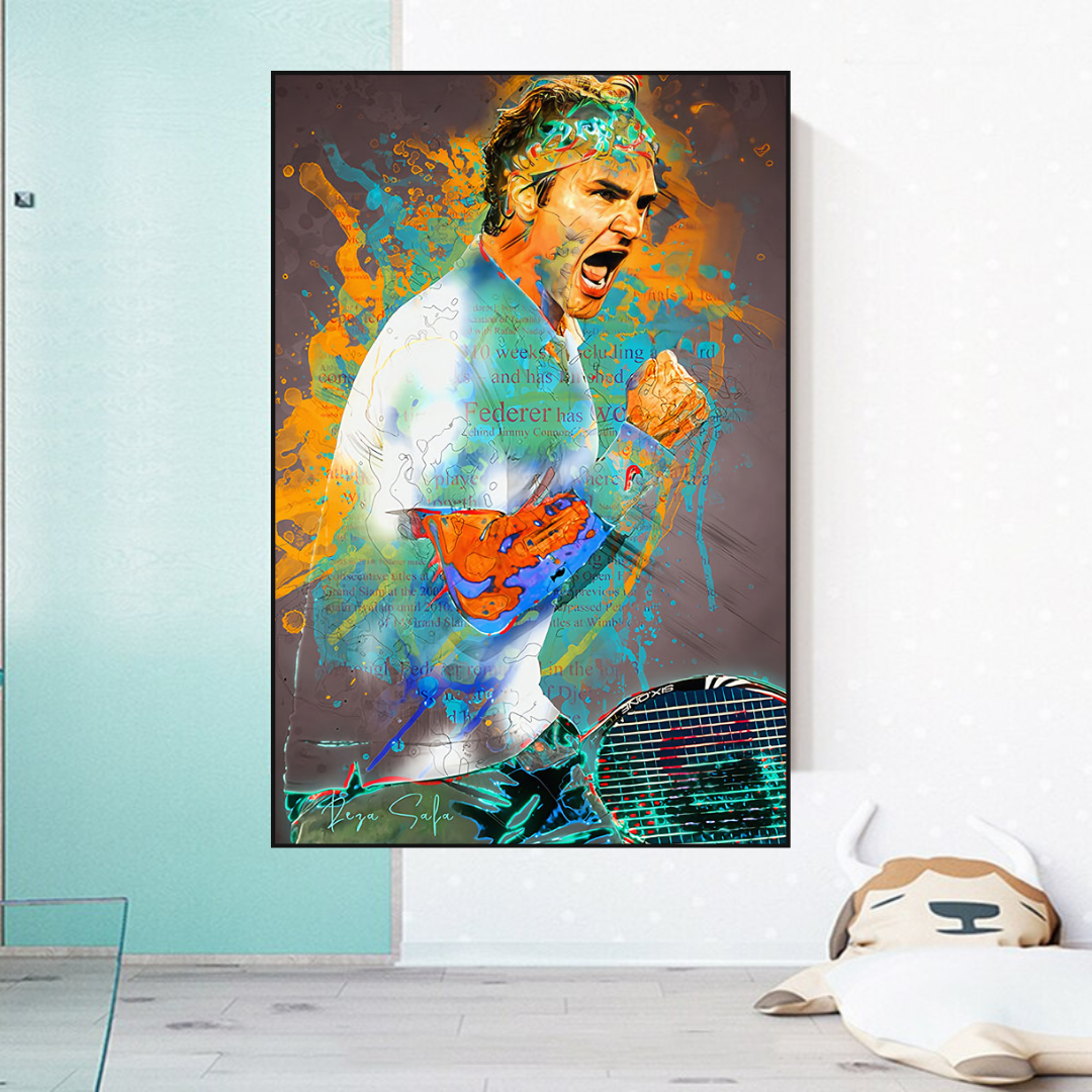 Roger Federer Tennis Legend Sports Canvas Wall Art