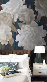 Roses are White Floral Wallpaper Mural-ChandeliersDecor.com