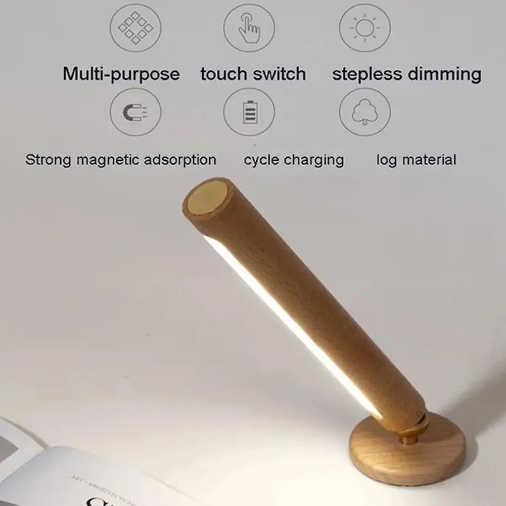 Rotatable Oak Wood 360° Wall Light USB Chargeable-ChandeliersDecor