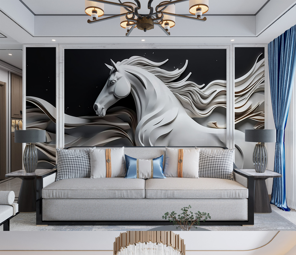 Royal Horse Wallpaper Murals-ChandeliersDecor