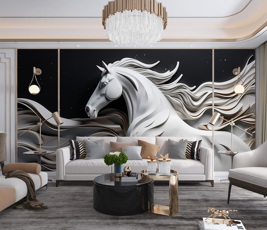 Royal Horse Wallpaper Murals-ChandeliersDecor