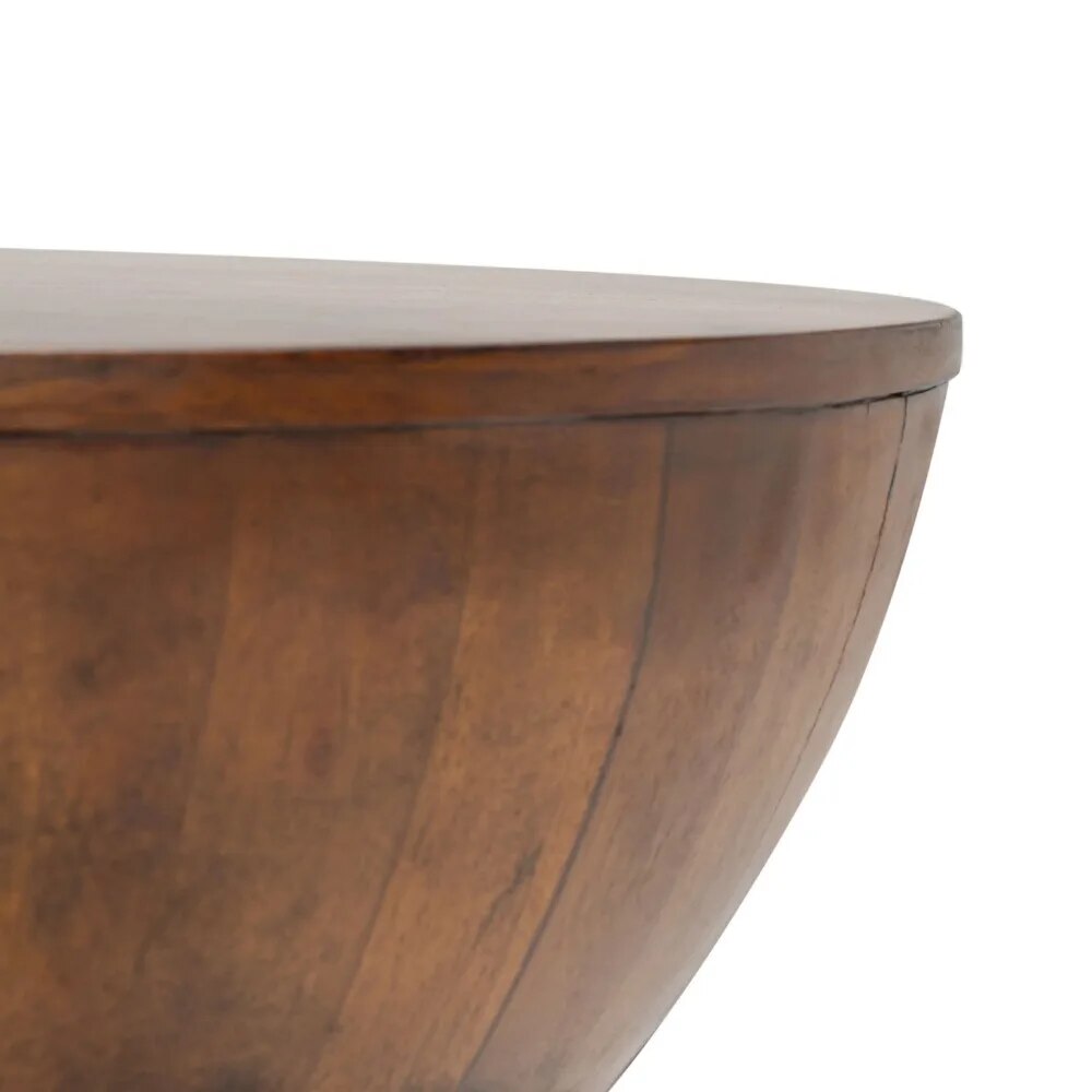 Rustic Solid Wood Round Coffee Table-ChandeliersDecor