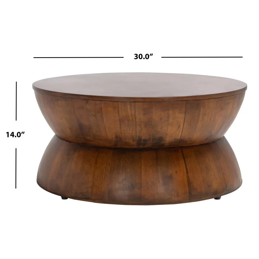 Rustic Solid Wood Round Coffee Table-ChandeliersDecor