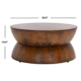 Rustic Solid Wood Round Coffee Table-ChandeliersDecor