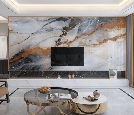 Rustic Stone Design: Marble Wallpaper Murals-ChandeliersDecor.com