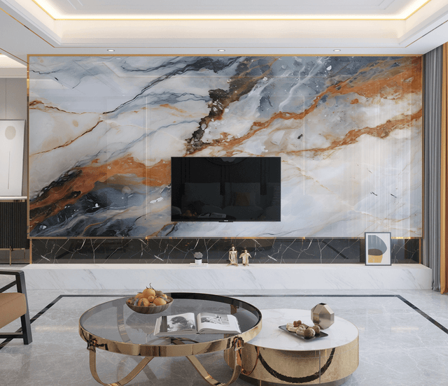 Rustic Stone Design: Marble Wallpaper Murals-ChandeliersDecor.com