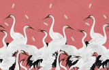 Salmon Pink Cranes & Dragonflies Wallpaper Mural-ChandeliersDecor.com