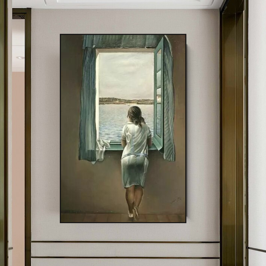 Salvador Dali's Young Woman at The Window Canvas Wall Art Bring Surreal Beauty to Your Space-ChandeliersDecor
