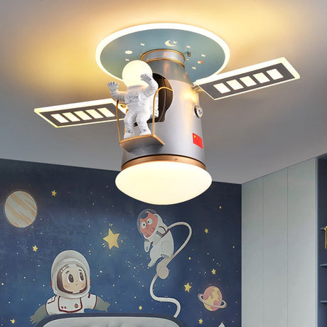 Satellite Earth Space Ship NASA LED Ceiling Lamp for Kids Room-ChandeliersDecor