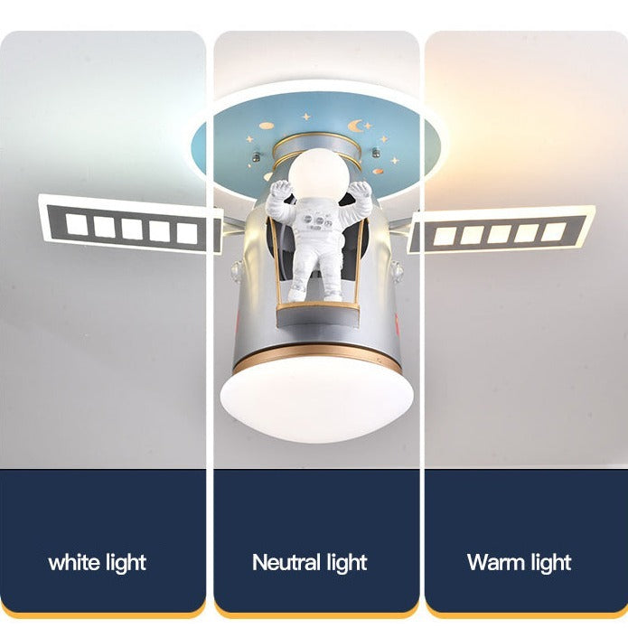 Satellite Earth Space Ship NASA LED Ceiling Lamp for Kids Room-ChandeliersDecor