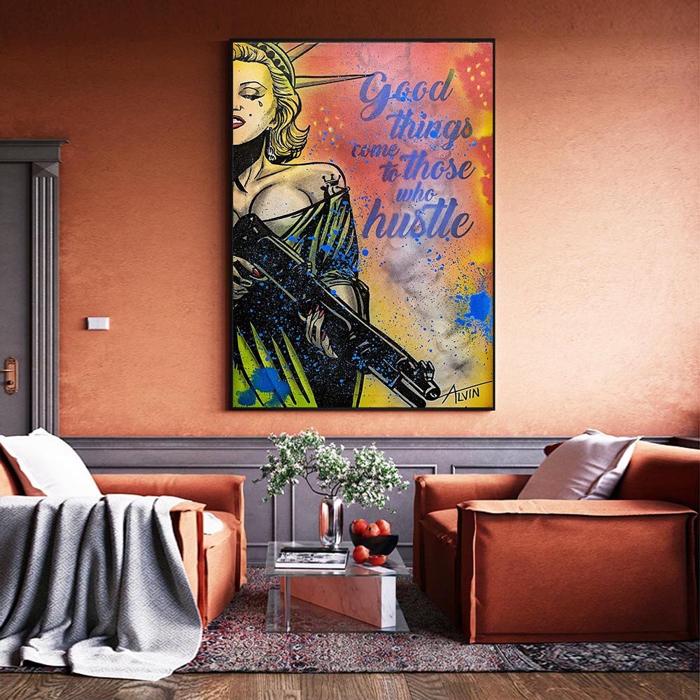 Scarface Girl Abstract Graffiti Art Movie Quote Canvas Panting For Home Decor Say Hello To Little Friend Wall Posters Prints-ChandeliersDecor