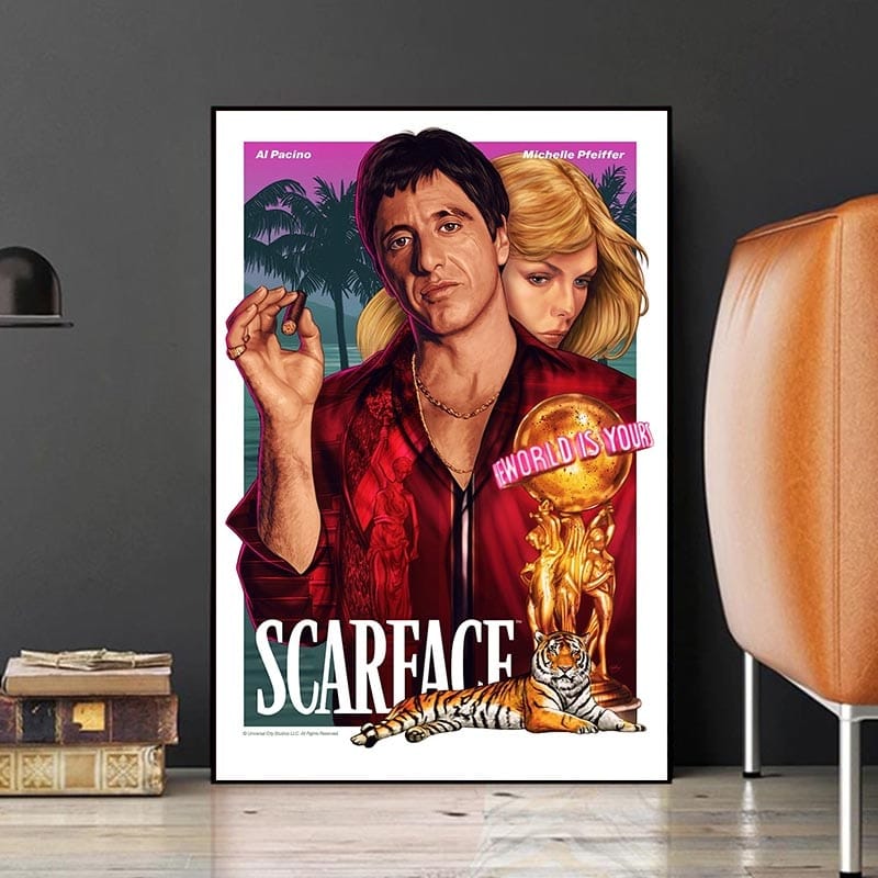 Scarface Movie Al Pacino Godfather Canvas Wall Art-ChandeliersDecor