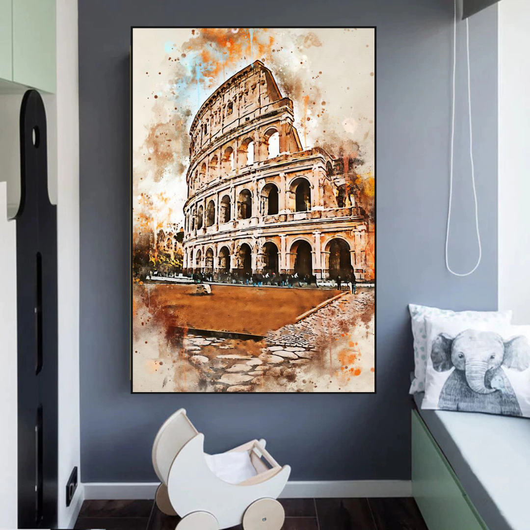 Scenery City Rome Landscape Canvas Wall Art-ChandeliersDecor