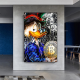 Scrooge McDuck Bitcoin Millionaire Canvas Wall Art-ChandeliersDecor