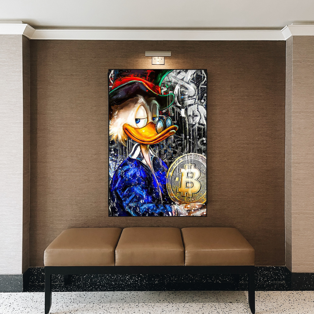 Scrooge McDuck Bitcoin Millionaire Canvas Wall Art-ChandeliersDecor