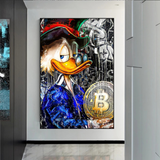 Scrooge McDuck Bitcoin Millionaire Canvas Wall Art-ChandeliersDecor