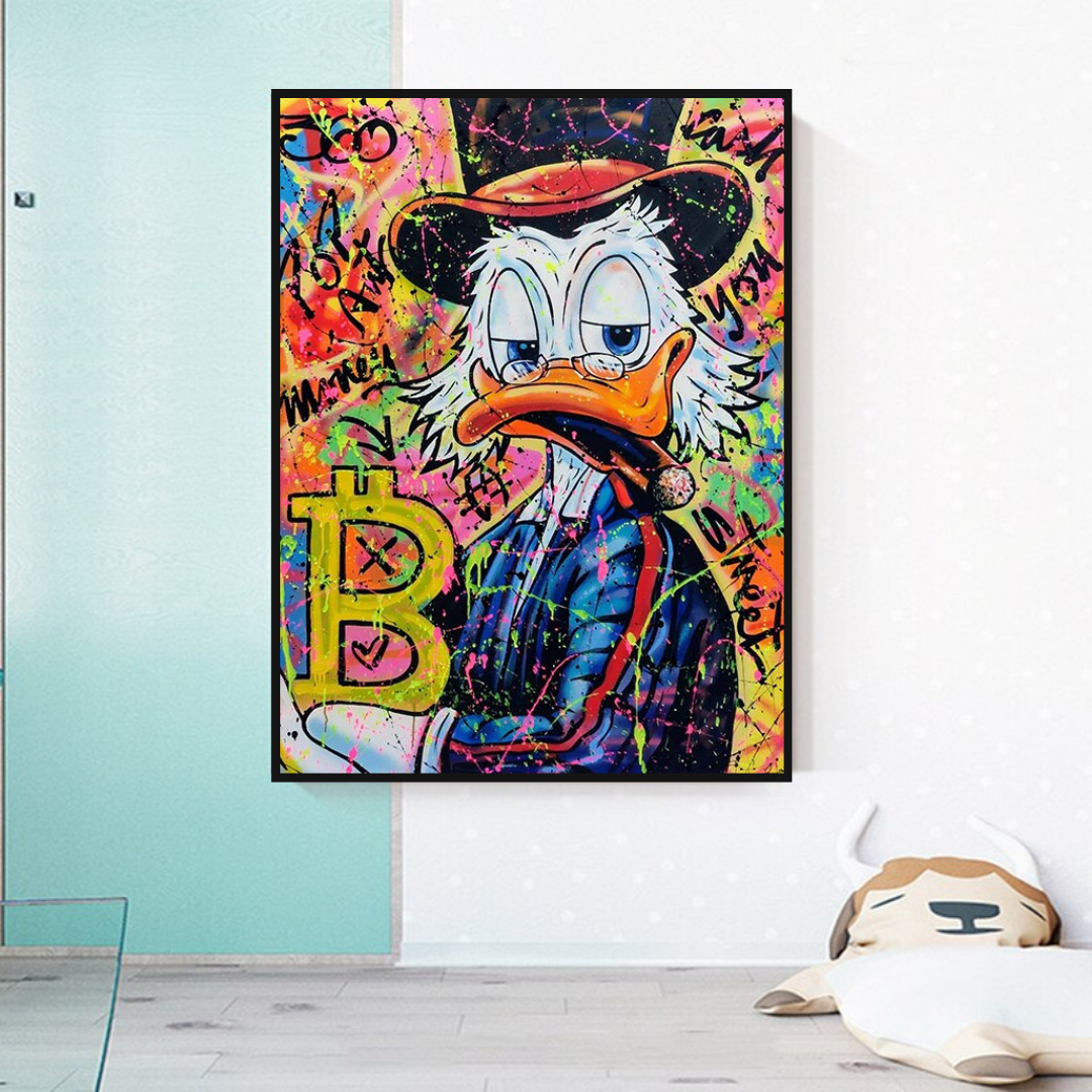 Scrooge McDuck Bitcoin Millionaire Canvas Wall Art-ChandeliersDecor