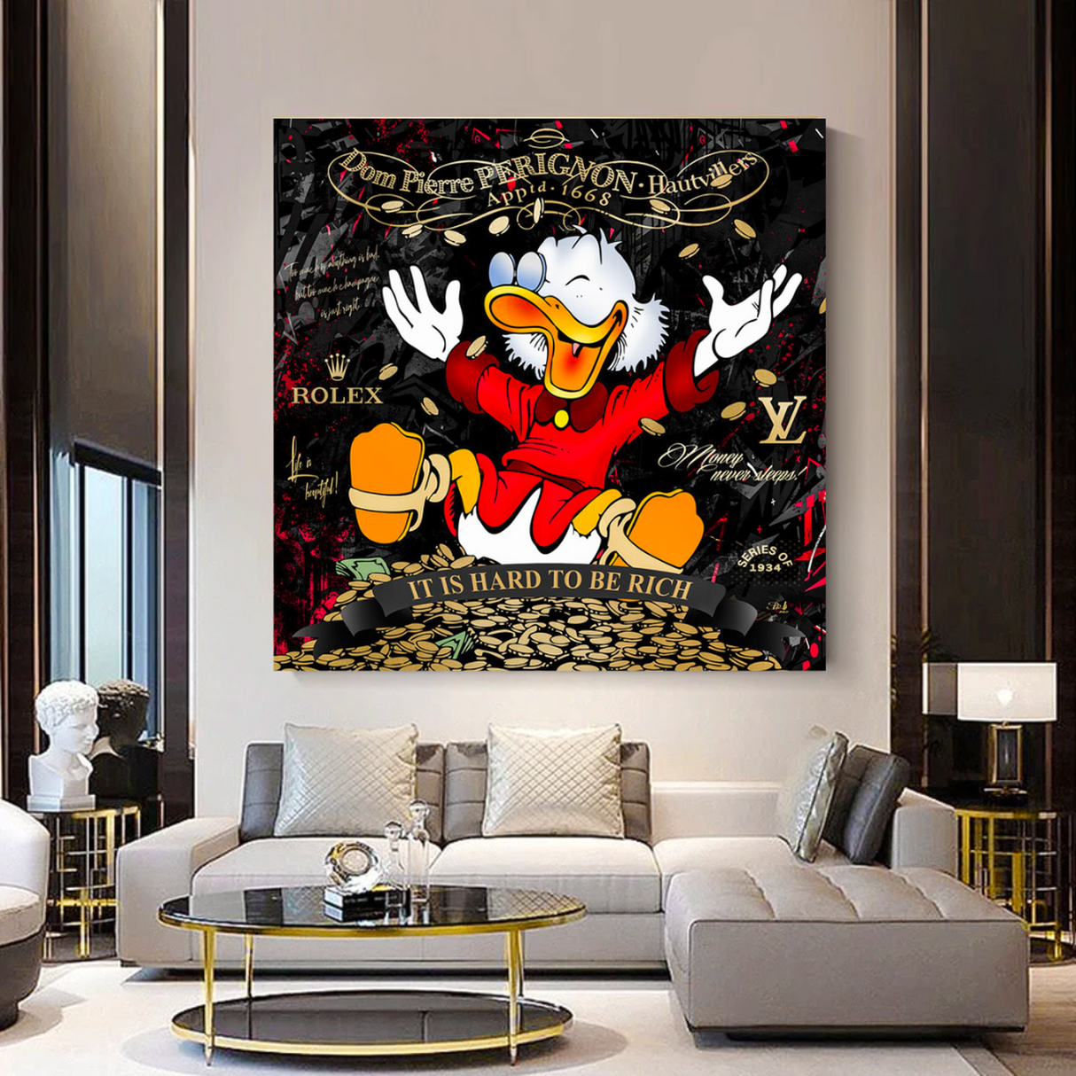 Scrooge McDuck its Hard to be Rich Canvas Wall Art