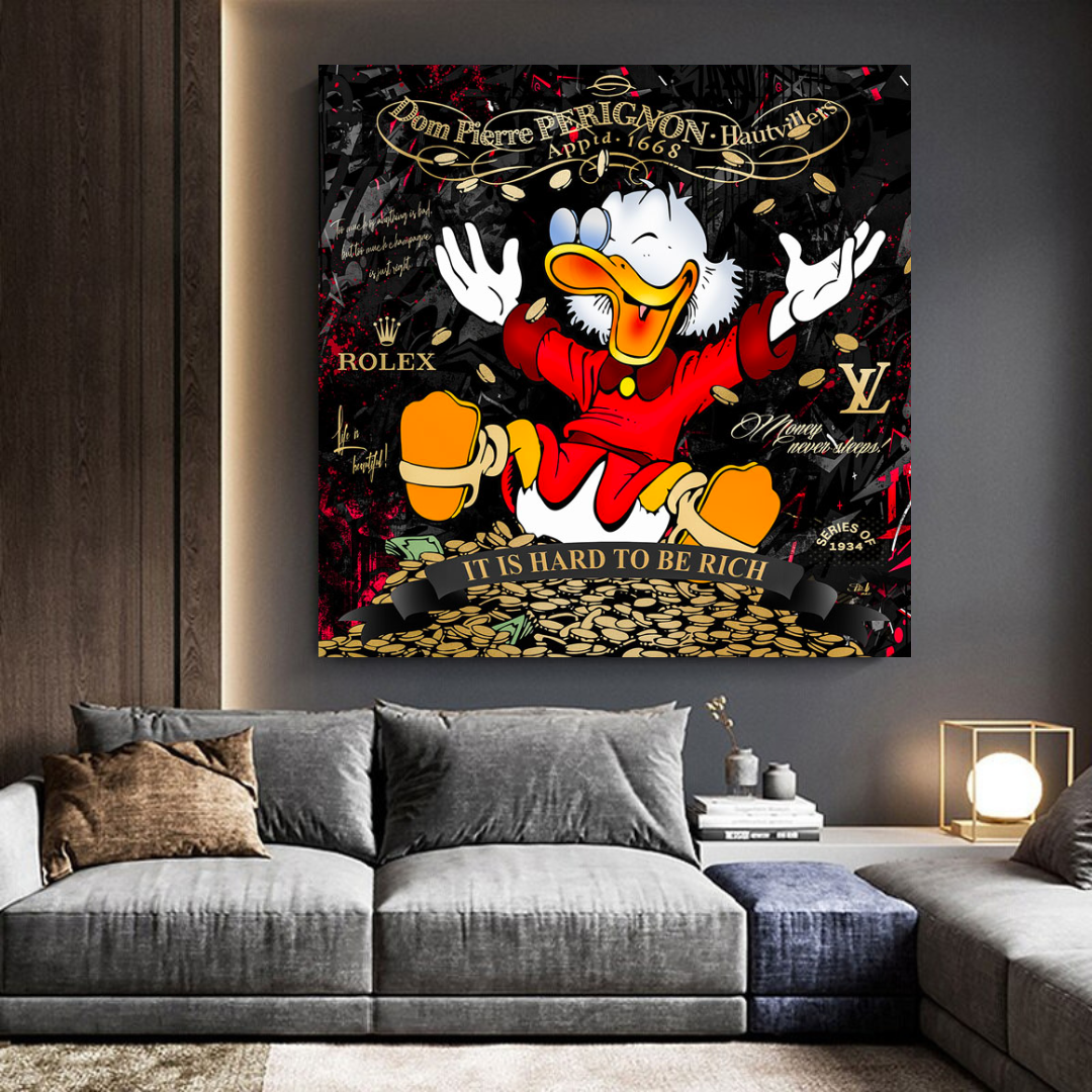 Scrooge McDuck its Hard to be Rich Canvas Wall Art-ChandeliersDecor